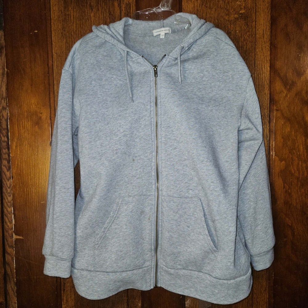 Common Stitch Full Zip Hoodie Womens L RK740072 Gray Fleece Lined Pockets Casual